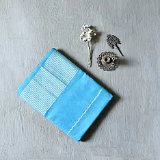 Pavitra . पवित्रा | Handloom Maheshwari Silk Saree ~ Sky Blue / Zari Pallu