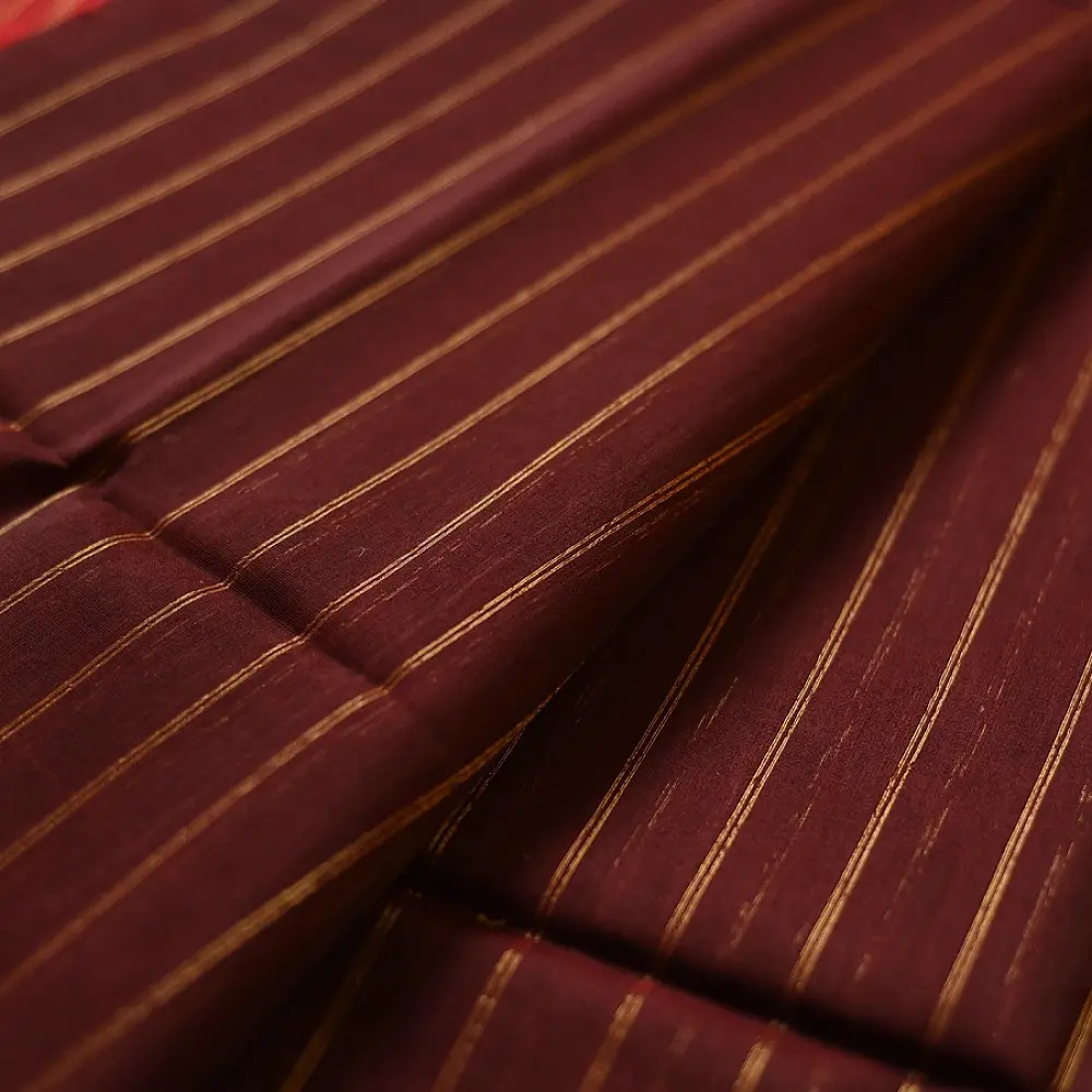 buy Handloom  Wine Maheshwari Silk Saree with Heavy Zari Border