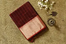 Pavitra . Handloom Maheshwari Silk Saree | Zari Birder | Wine
