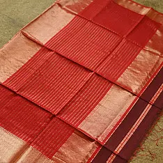 Pavitra . Handloom Maheshwari Silk Saree | Zari Birder | Wine