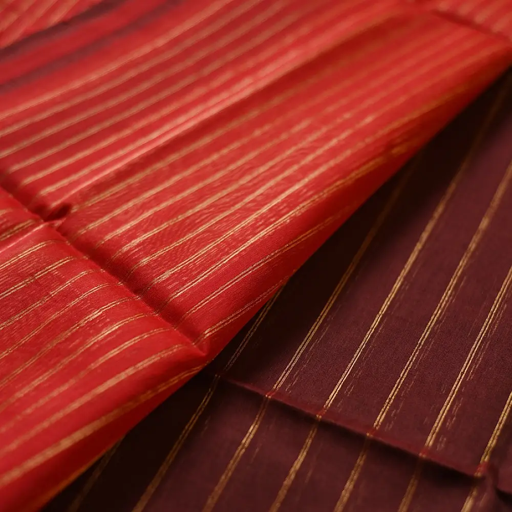 buy Handloom  Wine Maheshwari Silk Saree with Heavy Zari Border