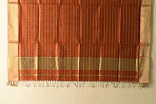 Rekha | Handloom dress material orange with Golden Zari Checks
