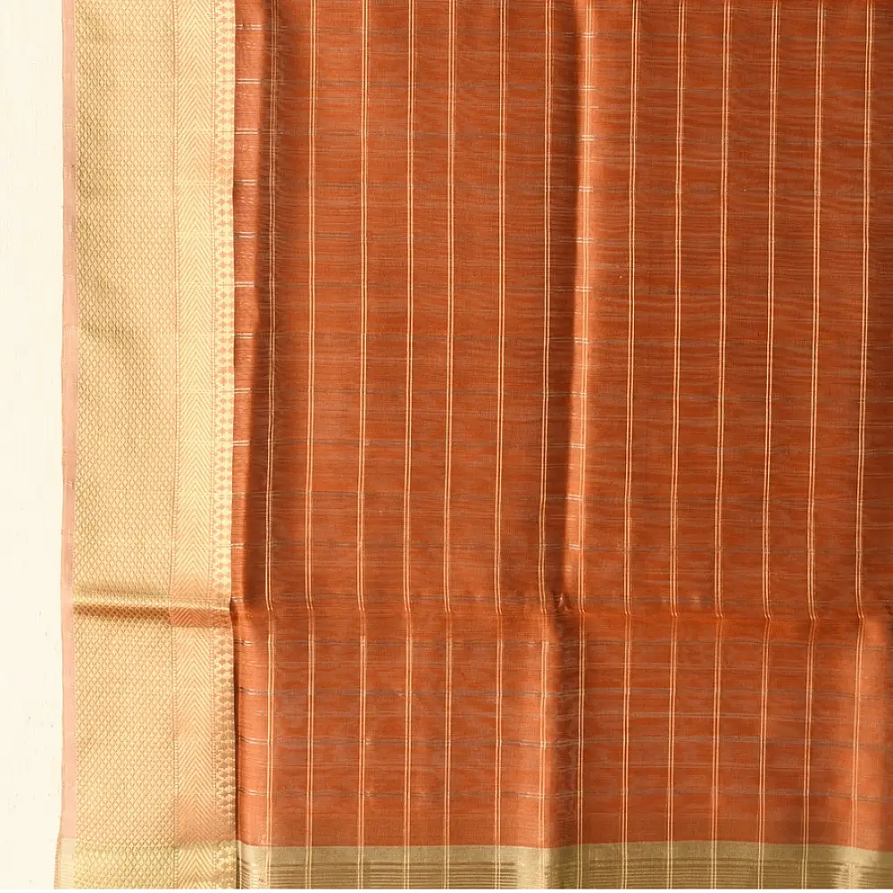 shop Maheshwari Handloom Dress Material - Golden Zari Checks - Top & Dupatta