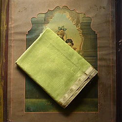 Colors of Devotion | Handwoven Maheshwari Silk Saree ~ Liril Green