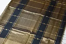 Pavitra . पवित्रा | Handloom Maheshwari Silk Black Saree ~ Zari Butta