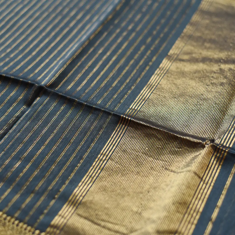 buy Handloom Maheshwari Silk Saree in  Dark teal colour