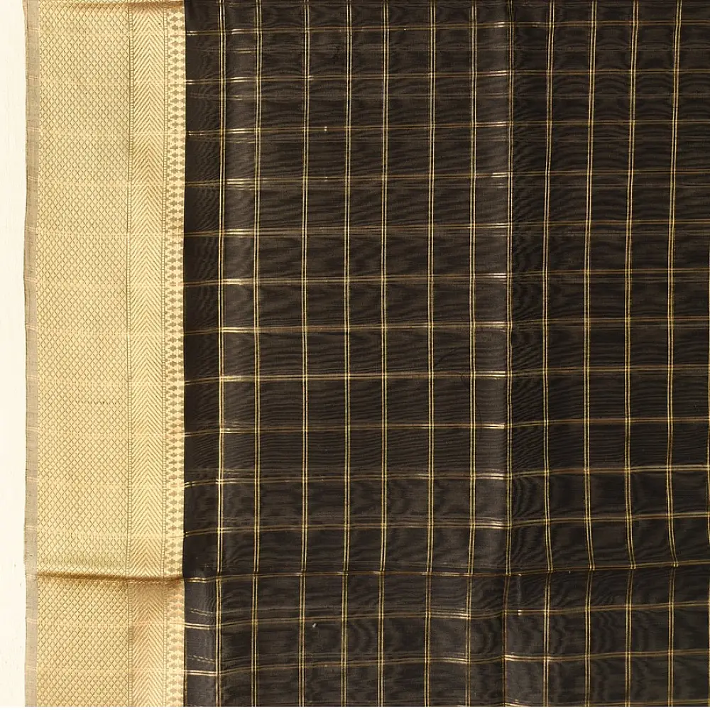 shop Maheshwari Black Dress Material - Zari Checks