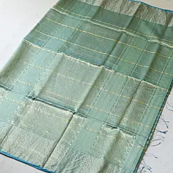 Pavitra . पवित्रा | Handloom Maheshwari Silk Saree ~ Green & Blue 