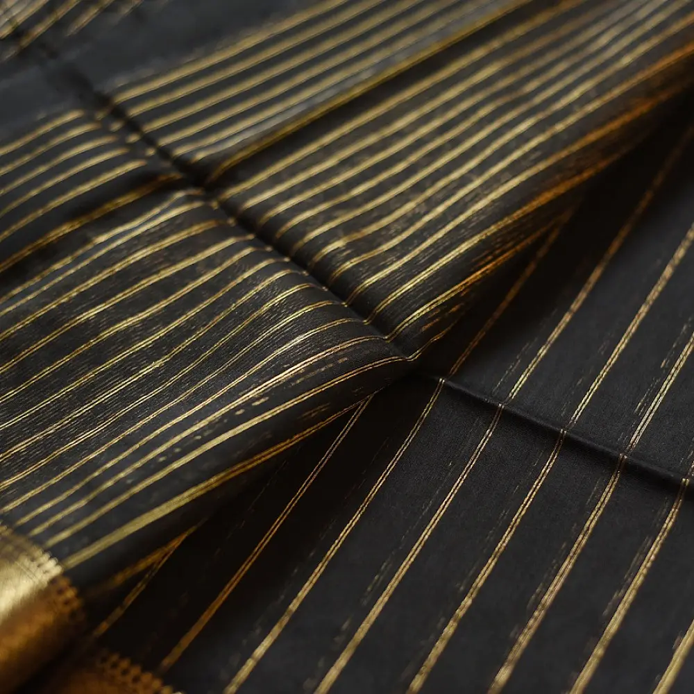 buy Handloom Maheshwari Silk  Black Saree 