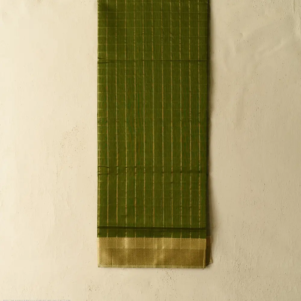 shop Maheshwari Handloom Dress Material (Top & Dupatta) - Perrot Green