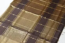 Pavitra . पवित्रा | Handloom Maheshwari Silk Saree | Brown with Zari Stripes