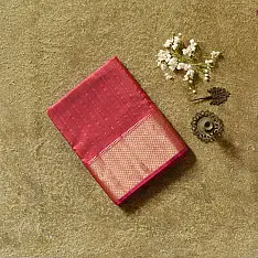 Pavitra .Handloom Maheshwari Silk Saree | Heavy Zari Border