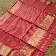 Pavitra .Handloom Maheshwari Silk Saree | Heavy Zari Border