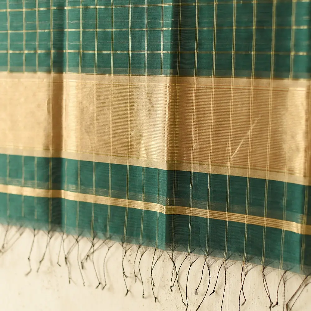 Maheshwari Top & Dupatta material | Green