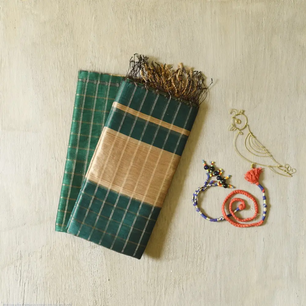 Maheshwari Top & Dupatta material | Green
