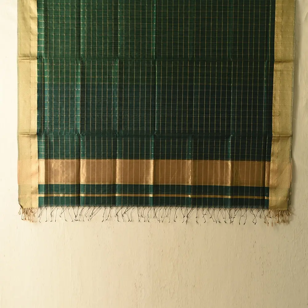 Maheshwari Top & Dupatta material | Green