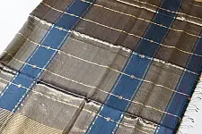 Pavitra . पवित्रा | Handloom Maheshwari Silk Saree ~ Blue / Zari Pallu
