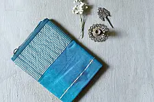 Pavitra . पवित्रा | Handloom Maheshwari Silk Saree ~ Multicolour Blue