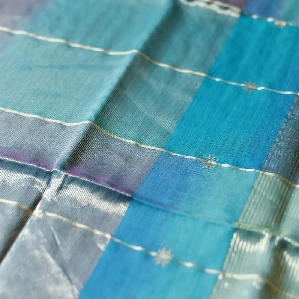 Fine Handloom Saree Multicolour Blue