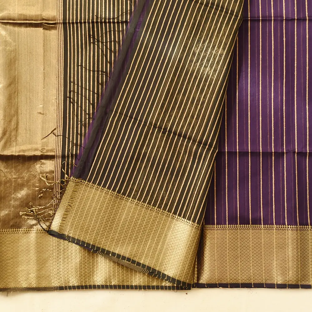 Handloom Maheshwari Silk Violet Saree
