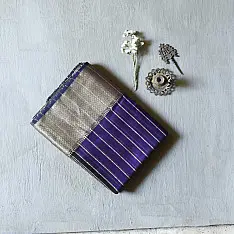 Pavitra . पवित्रा | Handloom Maheshwari Silk Violet Saree