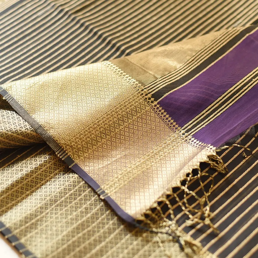 Handloom Maheshwari Silk Violet Saree