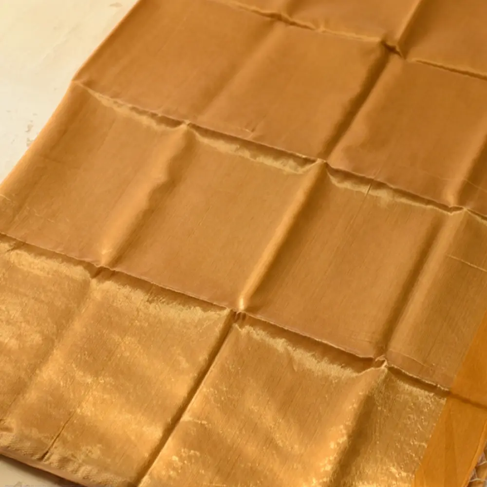 Yellow with golden zari Maheshwari Silk Saree 
