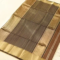 Pavitra . पवित्रा | Handloom Silk Saree | Brown with heavy Zari Pallu