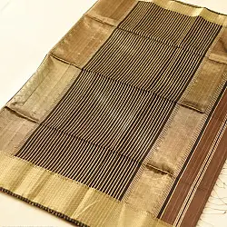 Pavitra . पवित्रा | Handloom Silk Saree | Brown with heavy Zari Pallu