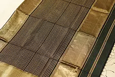 Pavitra . पवित्रा | Handloom Maheshwari Silk / Dark Green Saree ~ Zari Stripes