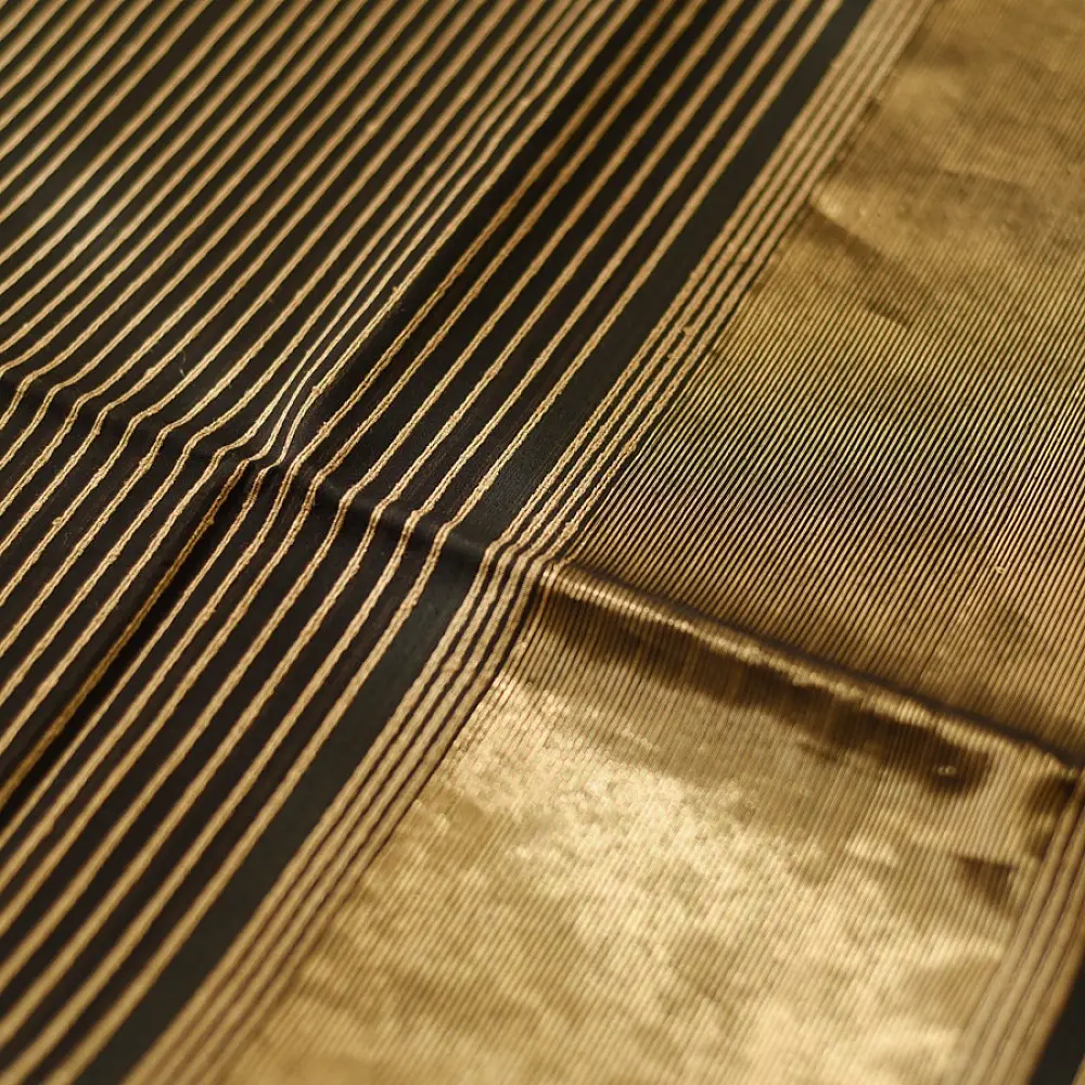 buy Handloom Maheshwari Silk Dark Green Saree ~ Zari Stripes