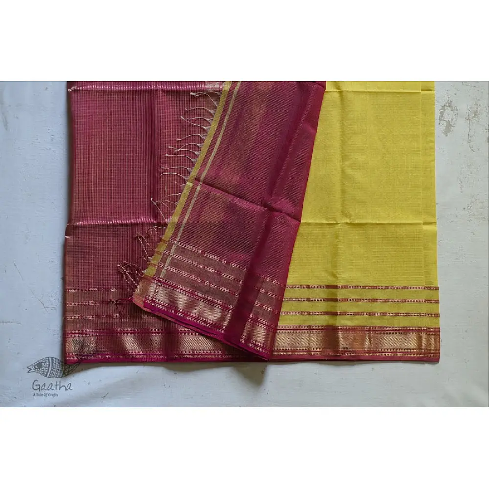 maheshwari handwoven silk saree with zari border