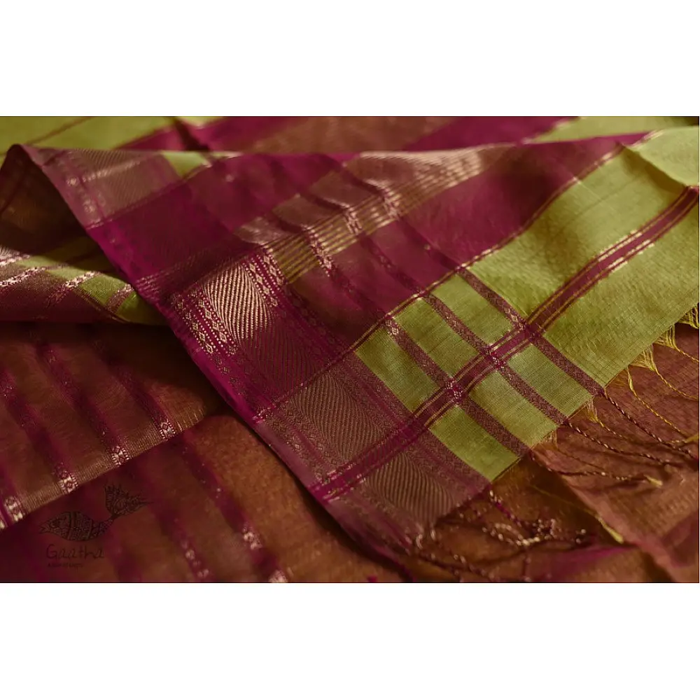 maheshwari handwoven silk saree with zari border