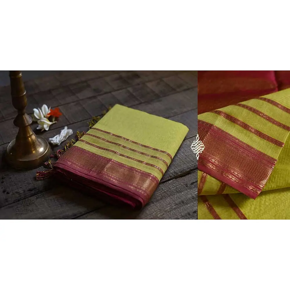 maheshwari handwoven silk saree with zari border