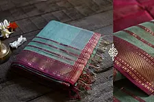 Maheshwari Silk Saree ~ Light Green
