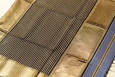 Pavitra . पवित्रा | Handloom Maheshwari Silk - Zari Stripe in Grey Saree