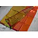 maheshwari handwoven silk orange saree 