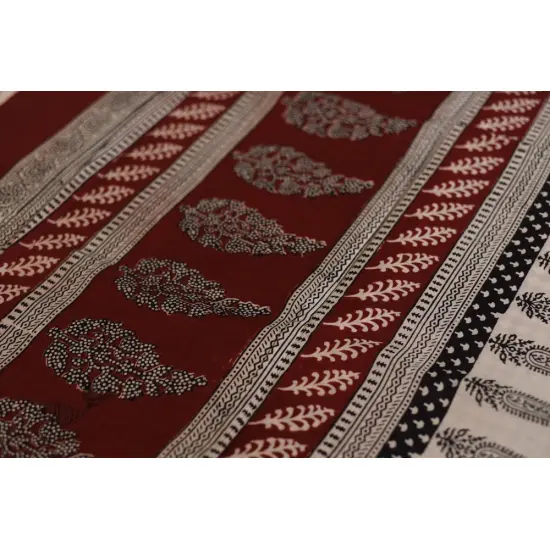 Hand Block Bagh Printed Pure Cotton saree With Red Pallu