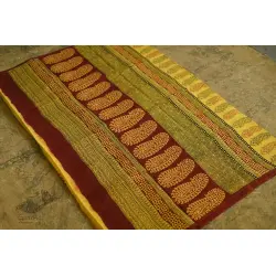 Bhagni . बाघनी - Bagh Printed Cotton Saree in Lemon Yellow Colour