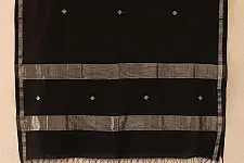 सुगंधिका - Maheshwari Black stole with Silver Zari Buti | B 2