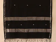 सुगंधिका - Maheshwari Black stole with Silver Zari Buti | B 2