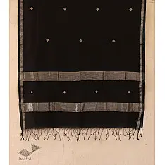 सुगंधिका - Maheshwari Black stole with Silver Zari Buti | B 2