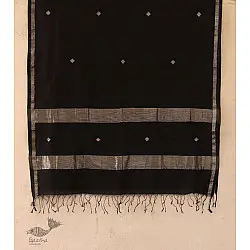 सुगंधिका - Maheshwari Black stole with Silver Zari Buti | B 2