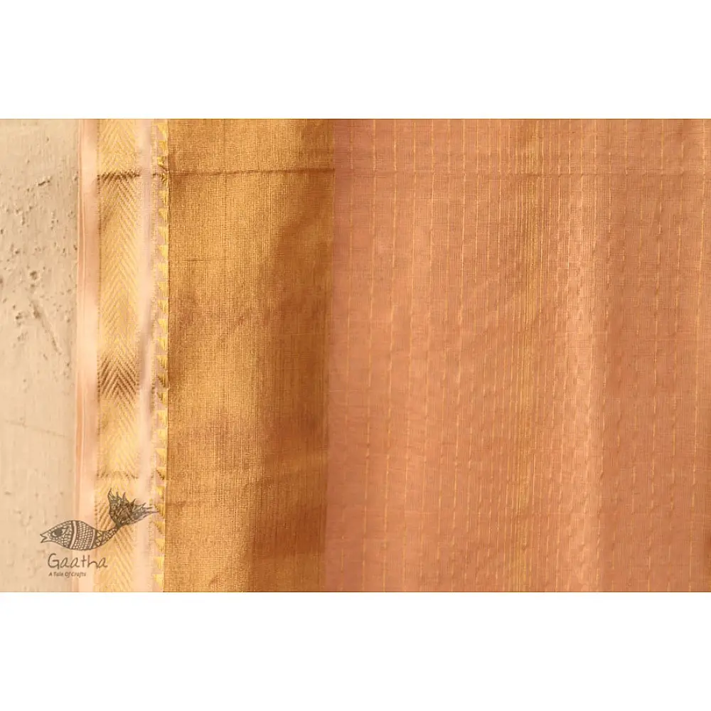 Maheshwari Silk Stole - Light Pink 
