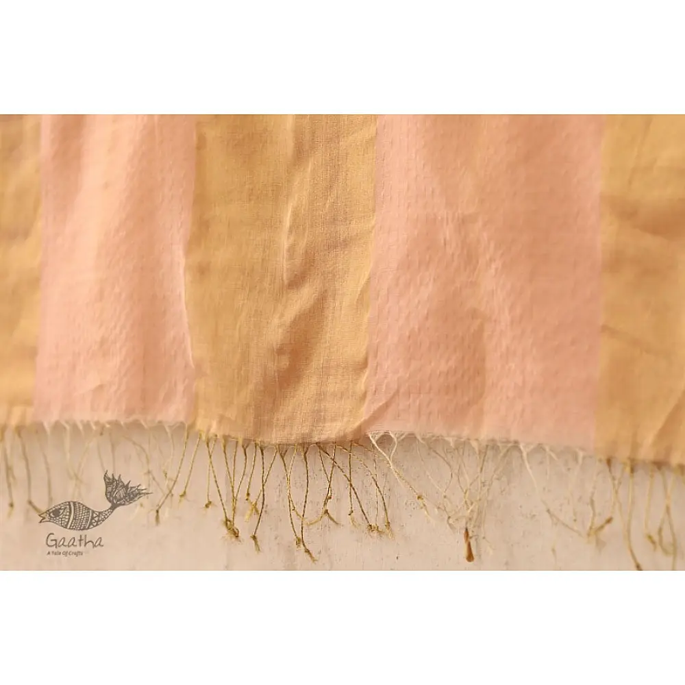 Maheshwari Silk Stole - Light Pink 