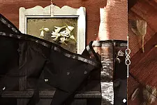 सुगंधिका - Maheshwari Black stole with Silver Zari Buti | B 2
