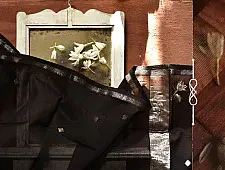 सुगंधिका - Maheshwari Black stole with Silver Zari Buti | B 2
