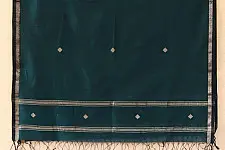 सुगंधिका - Maheshwari - Deep Green with Silver Zari Buti Stole | B 3