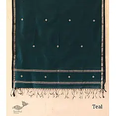 सुगंधिका - Maheshwari - Deep Green with Silver Zari Buti Stole | B 3