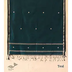 सुगंधिका - Maheshwari - Deep Green with Silver Zari Buti Stole | B 3